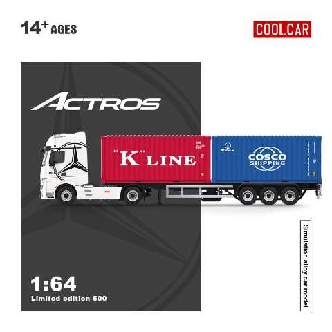 [ Pre-order ] CC646738-40WH Cool Car 1:64 Container Truck Actros Container Truck White