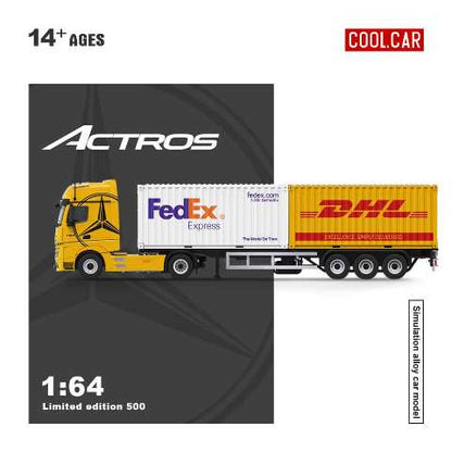 [ Pre-order ] CC646738-40YE Cool Car 1:64 Container Truck Actros Container Truck Yellow
