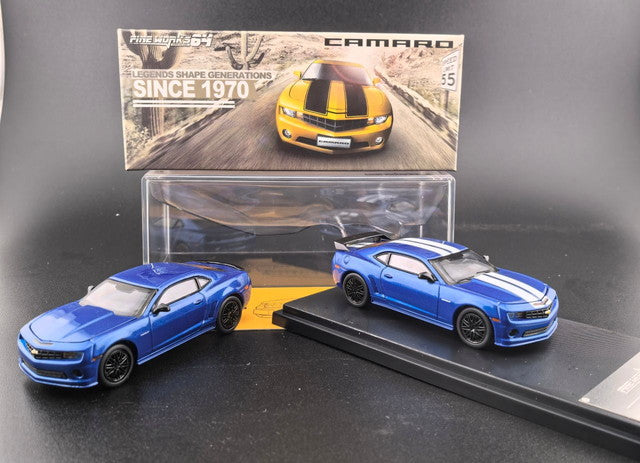 [ Pre-order ] Fine Works 64 1:64 Chevrolet Camaro 5th Generation Metallic Blue with White Decals