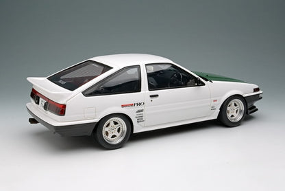 [ Pre-order ] EML144 Make Up EIDOLON 1:18 Toyota Sprinter Trueno (AE86) (3-Door) Tk-Street Ver. White (Green Carbon Fiber Hood)