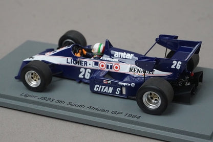 1:43 Spark S7417 Ligier JS23 South African GP 5th 1984 #26 A. de Cesaris