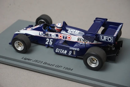1:43 Spark S7416 Ligier JS23 Brazilian GP 1984 #25 F. Hesnault