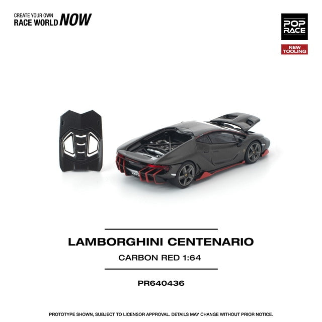 [ Pre-order ] PR640436 POP RACE 1:64 Lamborghini Centenario CARBON RED