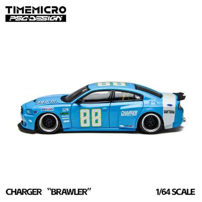 [ Pre-order ] TM648202 Time Mirco TM x PSC Design 1:64 Charger Dodge Charger Blue Daytona #88