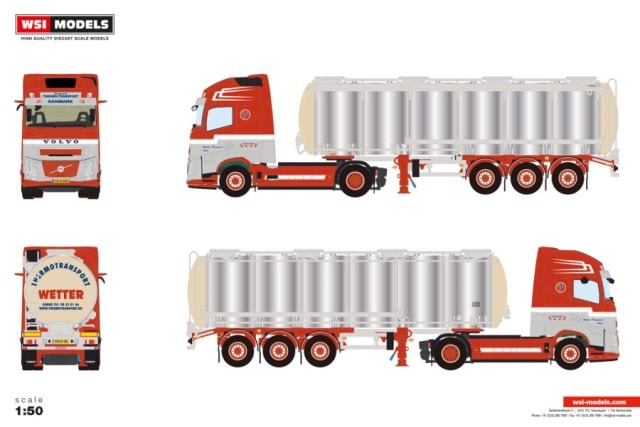 [ Pre-order ] 01-5122 WSI 1:50 Volvo Wetter FH AERO GLOBETROTTER XL 4X2 TANK TRAILER 3 AXLE