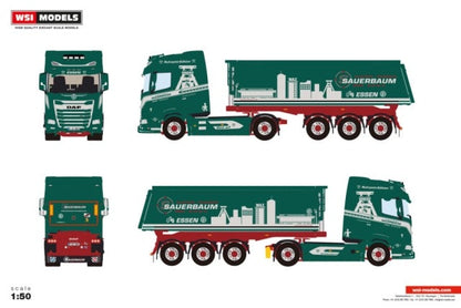[ Pre-order ] 01-5060 WSI 1:50 Sauerbaum DAF XG 4x2 Non-Steering Tipper Trailer 3 Axle Ruhrpott Edition DAF XG 4x2