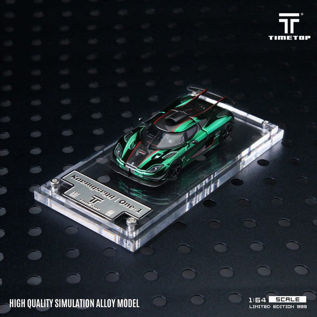 [ Pre-order ] TT644817 TimeTop x Time Model 1:64 Koenigsegg One 1 Rear Cover Opening, Metallic Green