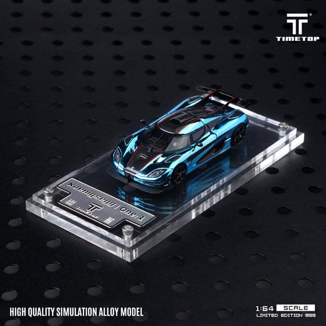 [ Pre-order ] TT644818 TimeTop x Time Model 1:64 Koenigsegg One 1 Rear Cover (Opening) Metallic Ice Blue