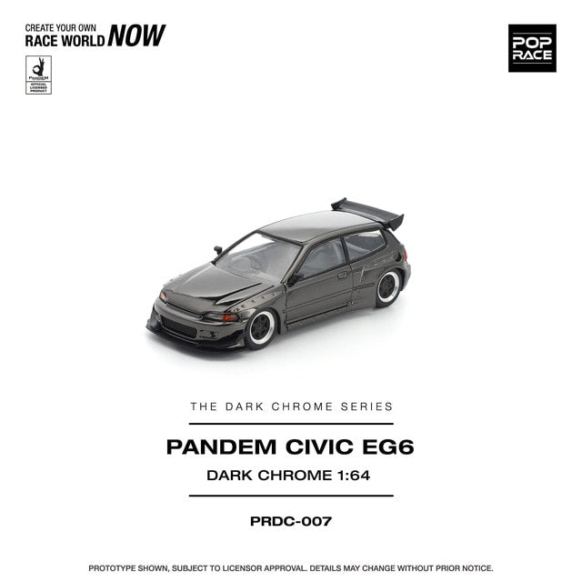 [ Pre-order ] PRDC007 POP RACE 1:64 Pandem Civic EG6 Dark Chrome