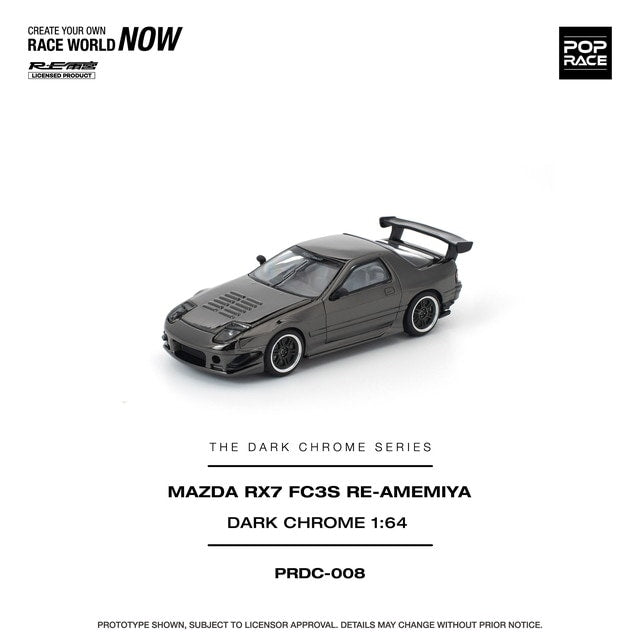 [ Pre-order ] PRDC008 POP RACE 1:64 Mazda RX7 (FC3S) RE-AMEMIYA Dark Chrome