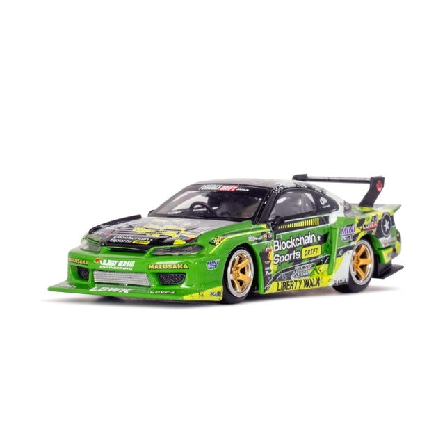 MC141-GNBK TSM MINI-GT 1:64 Nissan LB-Super Silhouette S15 SILVIA #555 V2 2024 Formula Drift Japan *LBWK Exclusive Blister Pack