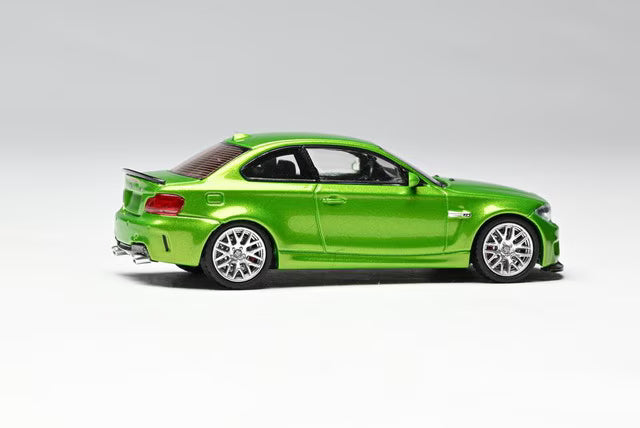 [ Pre-order ] 7CM Model 1:64 BMW 1M Coupe (E82) silver style 359 multi-spoke wheels Frozen Tampa Bay Green Metallic
