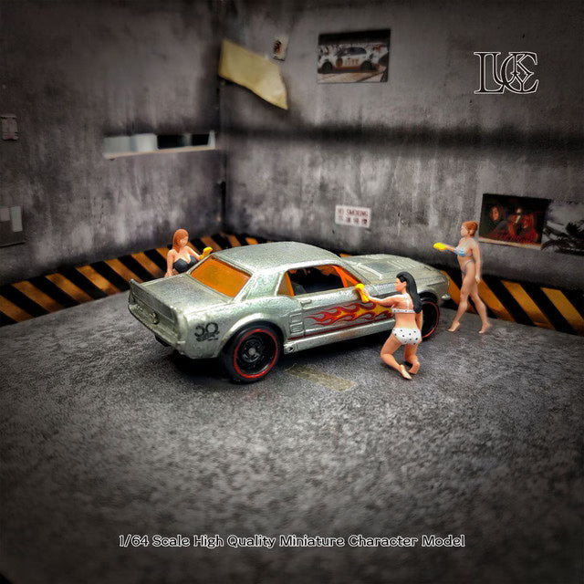 [ Pre-order ] LK2025112527-B Lucky Studio 1:64 Car Wash Girl Trio Figure - Multicolored