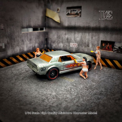 [ Pre-order ] LK2025112527-B Lucky Studio 1:64 Car Wash Girl Trio Figure - Multicolored