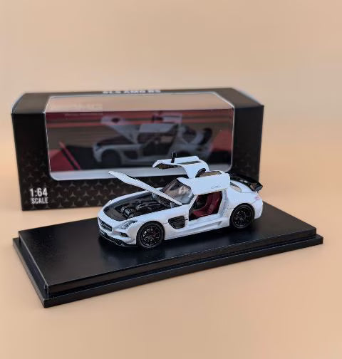 [ Pre-order ] Fine Works64 1:64 Mercedes-Benz SLS AMG BS Pearl White Fully Openable and Closable