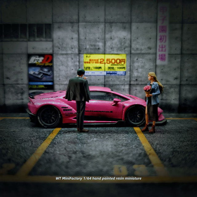 [ Pre-order ] WT2025121119-A WT Minifactory 1:64 Couple Giving Flowers Duo Figures, Set of 2, Pink, with a Bouquet of Flowers