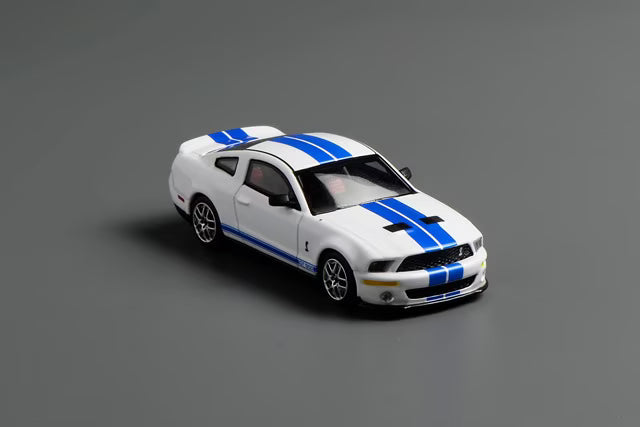 [ Pre-order ] GL-1251005C MOTORHELIX 1:64 Ford Mustang Shelby GT500 2007 White Blue Double Stripes
