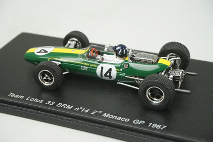 1:43 Spark S1852 Team Lotus 33 BRM Monaco GP 2nd 1967 #14 G.Hill