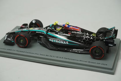 1:43 Spark S9533 Mercedes-AMG Petronas F1 Team W15E Performance British Grand Prix Winner 2024 #44 L. Hamilton