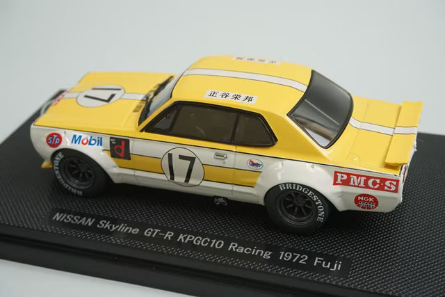 1:43 EBBRO 44140 Nissan Skyline GT-R KPGC10 Racing Fuji 1972 #17 Yellow White model car