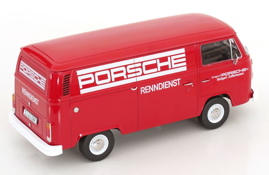 [ Pre-order ] KKDC181412 KK scale 1:18 Volkswagen T2b Kastenwagen Porsche Renndienst 1972 Red/White