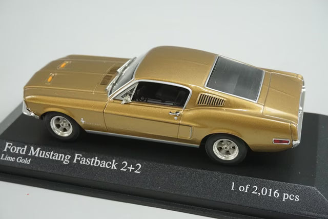 1:43 MINICHAMPS 400082022 Ford Mustang Fastbag 2+2 1968 Gold Metallic model car