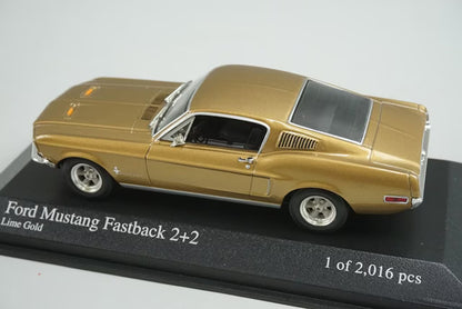 1:43 MINICHAMPS 400082022 Ford Mustang Fastbag 2+2 1968 Gold Metallic model car