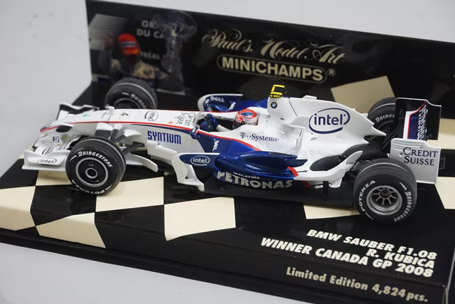 1:43 MINICHAMPS 400080104 BMW Sauber F1.08 Winner, Canadian Grand Prix 2008 #4 R. Kubica