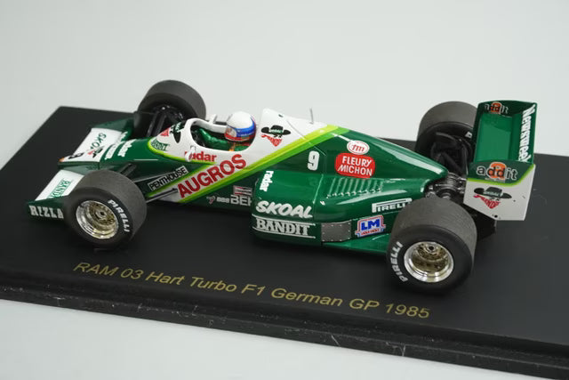 1:43 Spark RS1776 Raceland Custom RAM 03 Hart Turbo F1 German GP 1985 #9 M. Winkelhock