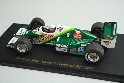 1:43 Spark RS1776 Raceland Custom RAM 03 Hart Turbo F1 German GP 1985 #9 M. Winkelhock
