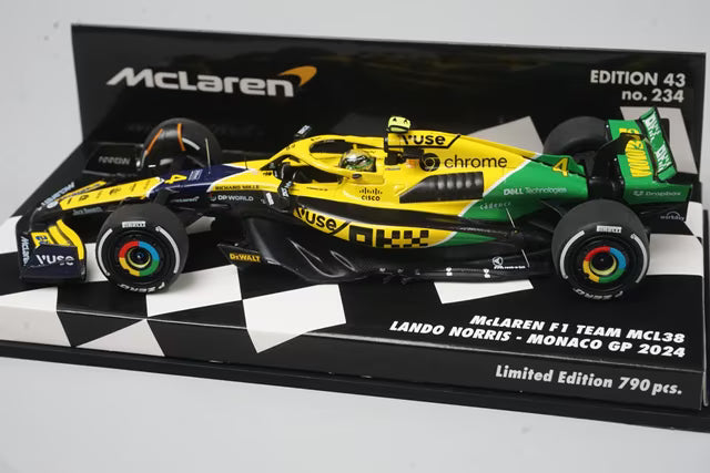 1:43 MINICHAMPS 537245104 McLaren F1 Team MCL38 Monaco GP 2024 #4 L. Norris