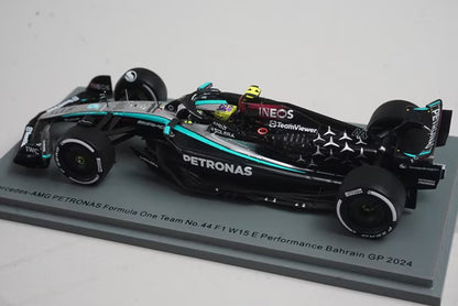 1:43 Spark S9513 Mercedes-AMG Petronas F1 Team W15 E-Performance Bahrain Grand Prix 2024 #44 L. Hamilton