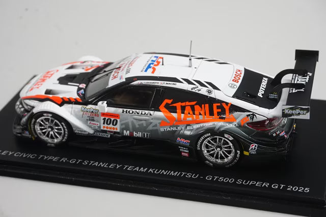 1:43 Spark 43SGT25100 Stanley Civic Type R-GT Team Kunimitsu GT500 Super GT 2025 #100 Naoki Yamamoto / Tadasuke Makino