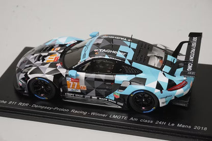 1:43 Spark S7039 Porsche 911 RSR Dempsey Proton Racing LMGTE Am class Le Mans 24 Hours Winner 2018 #77