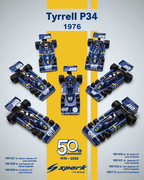 [ Pre-order ] S7306 Spark 1:43 Tyrrell P34 #3 Winner F1 Swedish GP 1976 J. Scheckter