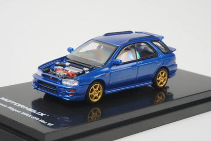 [ Pre-order ] M67108 MOTORHELIX 1:64 Subaru Impreza Wagon WRX STi Ver. VI Customized Rally Blue / Carbon Fiber Bonnet