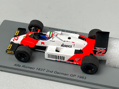1:43 Spark S8804 Alfa Romeo 183T German GP 2nd place 1983 #22 A. de Cesaris