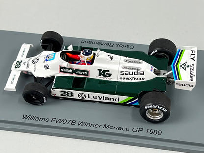 1:43 Spark S6993 Williams FW07B Monaco GP Winner 1980 #28 C. Reutemann