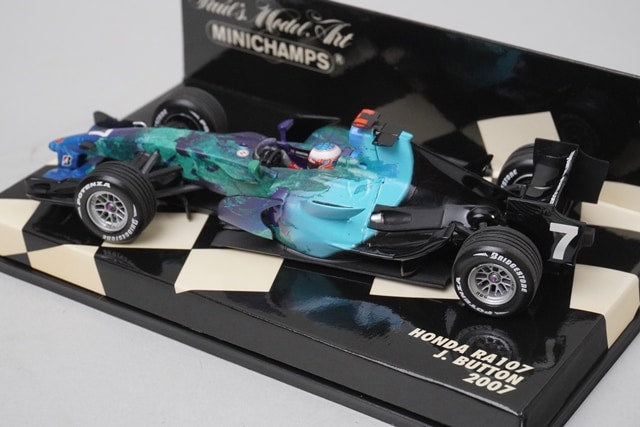 1:43 MINICHAMPS 400070007 Honda RA107 2007 #7 J.Button Earth Spec. model car