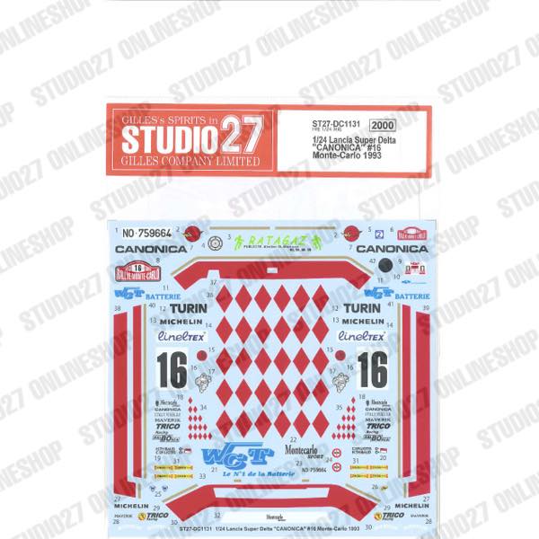 [ Back-order ] STUDIO27 DC1131 1:24 Lancia Super Delta "CANONICA" #16 Monte-Carlo 1993 for HASEGAWA [Original Decals]