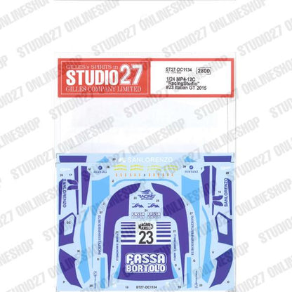 [ Back-order ] STUDIO27 DC1134 1:24 MP4-12C "RacingStudio" #23 Italian GT 2015 for FUJIMI170008 [Original Decals]