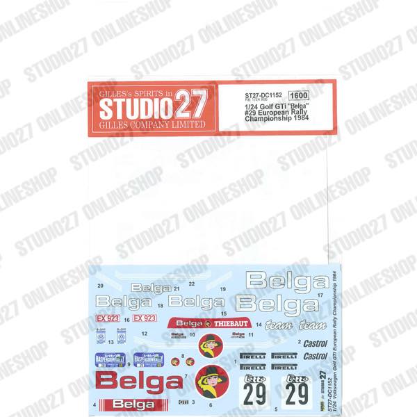 [ Back-order ] STUDIO27 DC1152 1:24 Golf GTi "Belga" #29 European Rally Championship 1984 forRevell07005/07072 [Original Decals]
