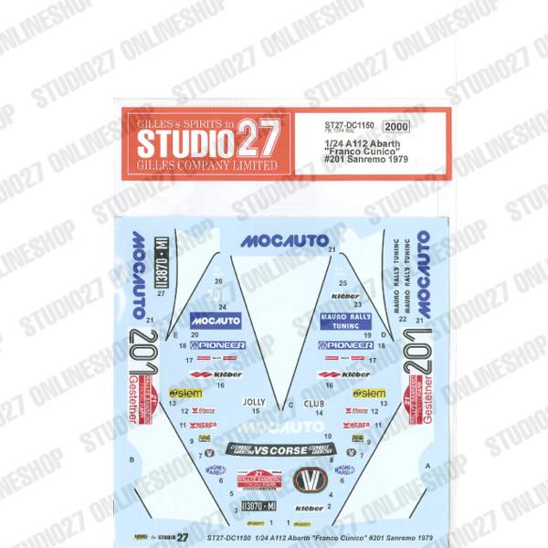[ Back-order ] STUDIO27 DC1150 1:24 A112 Abarth "Franco Cunico" #201 Sanremo 1979 forFUJIMI [Original Decals]