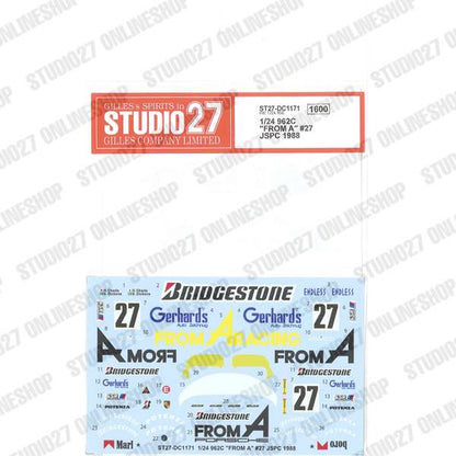 [ Back-order ] STUDIO27 DC1171 1:24 962C "FROM A" #27 JSPC 1988 for Hasegawa [Original Decals]