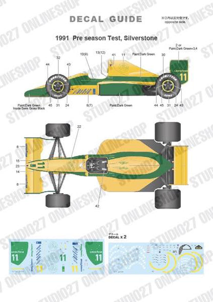 [ Back-order ] STUDIO27 TK2090 1:20 Type101 Pre season Test 1991 for TAMIYA [Conversion Kit]