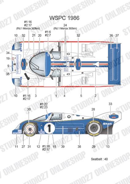 [ Back-order ] STUDIO27 DC1259 1:24 962C #1/#2 WSPC 1986 for TAMIYA Original Decals
