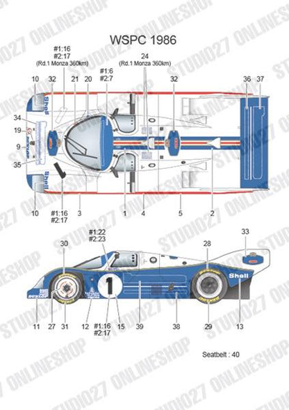 [ Back-order ] STUDIO27 DC1259 1:24 962C #1/#2 WSPC 1986 for TAMIYA Original Decals