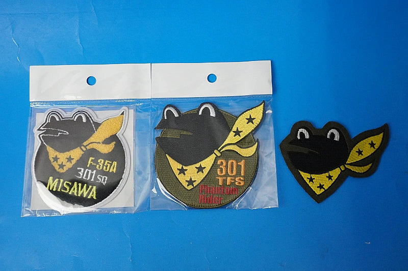 Patch JASDF 301st Tactical Fighter Squadron "Phantom Rider" (Hyakuri Air Base / Frog / etc.) – Set of 3 Patches (Available with or without Velcro backing)