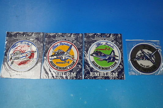 Patch JASDF F-86F Mitsubishi T-2 Kawasaki T-4 Blue Impulse Aerobatic Team 4-piece set 4 designs without hook and loop