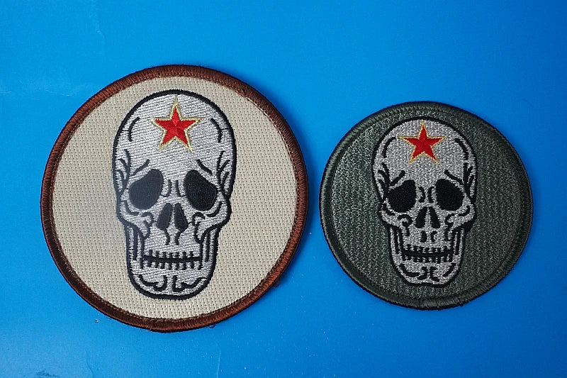 Patch JASDF F-15 Aggressor (Tactical Fighter Training Group, Komatsu Air Base) Skull Patch – Low-Visibility – Set of 2 (Different Colors & Sizes) – Available with or without Velcro backing